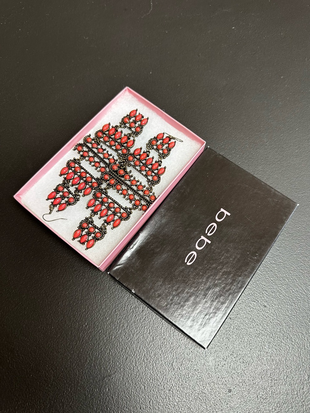 bebe Coral Chandelier Statement Earring Set